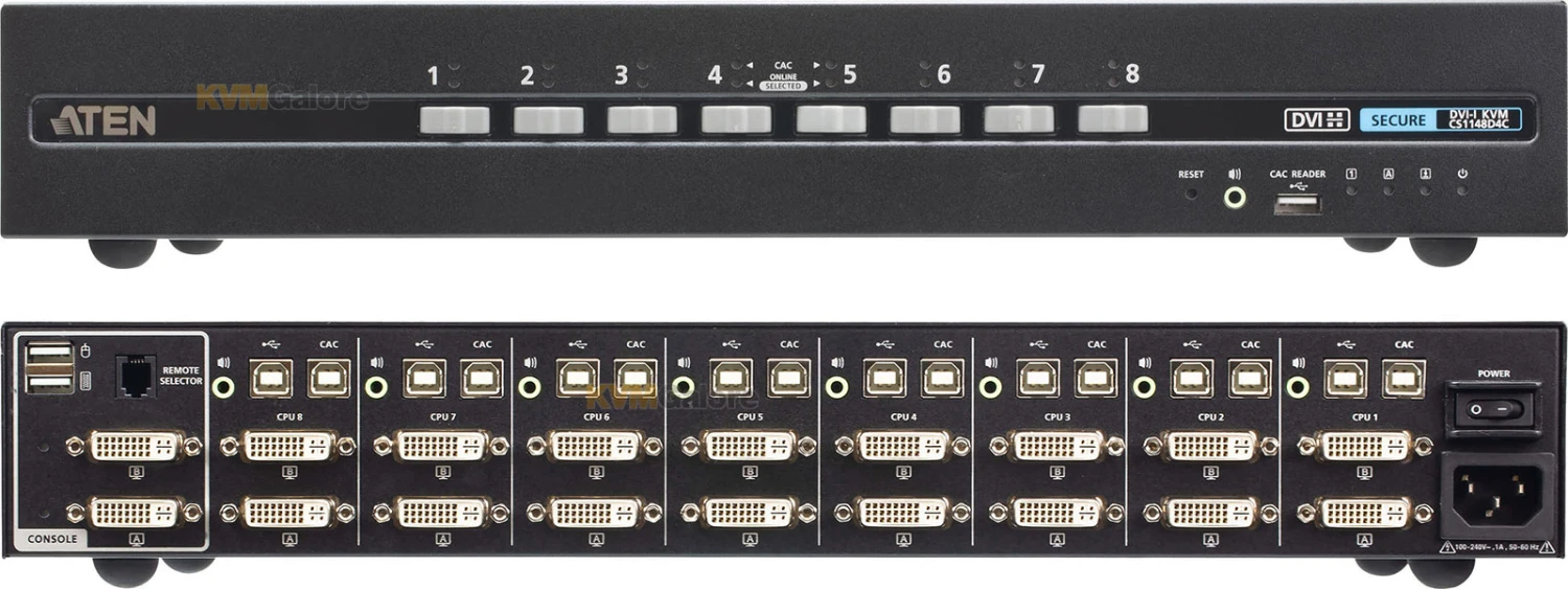ATEN Secure, 8-port, 4K**, DVI-I dual-display KVM Switch with CAC
