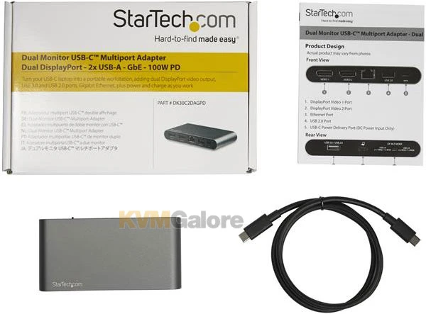 Dual-DisplayPort USB-C Docking Station For Windows