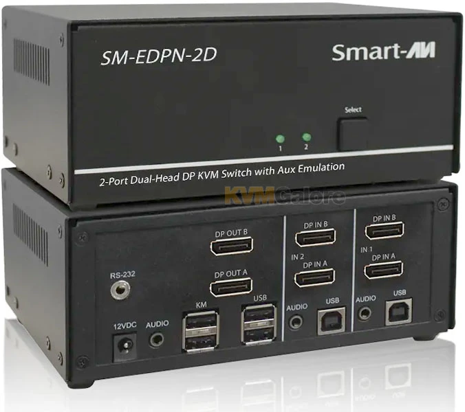 2-port, 4K60 Dual-DisplayPort KVM Switch - EDID Aux Emulation - Image 2
