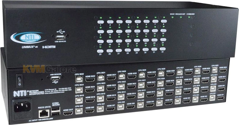 UNIMUX-HD4K18GB-24: Control 24 Ultra-HD 4K HDMI-USB Computers From One Keyboard/mouse And One 4K HDMI Monitor
