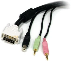DVID4N1USB15: 4-in-1 Dual-link DVI/USB KVM Cable With Audio And Microphone