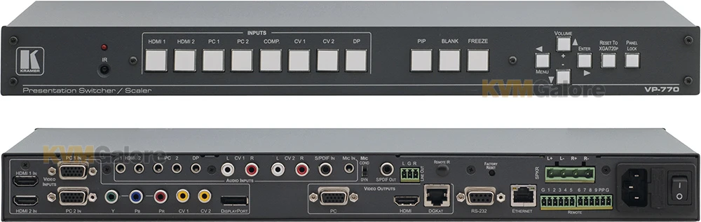 8-input (HDMI, VGA, Composite, Component, DisplayPort), 3-output (local/remote HDMI, VGA) ProScaleâ„¢ Presentation Audio/video Switcher/scaler - Image 2